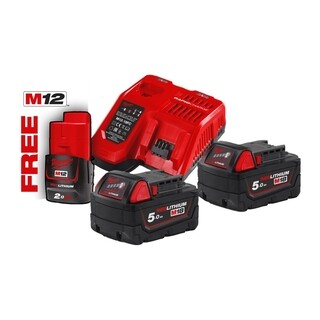 Image of Milwaukee M18 Nrg Pack, 2 X 5,0 Ah Snellader 6a M18 NRG-502