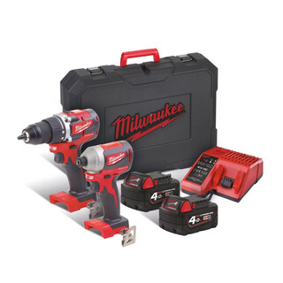 Image of Milwaukee M18 compacte koolborstelloze powerpack (M18 CBLID, M18 CBLDD, 2xM18B4 accu, M12-18C lader)