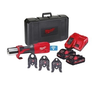 Image of Milwaukee M18 ONE-KEY Koolborstelloos Persgereedschap Persbek TH 16/20/32 Set In Koffer - Incl Lader & Accu's 18V 3.0Ah (2×)