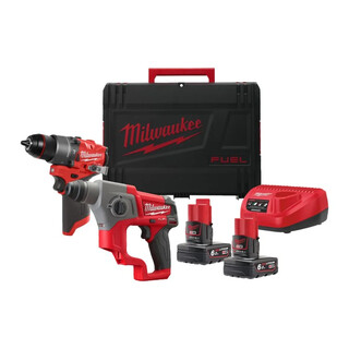 Image of Milwaukee M12 FUEL  powerpack (M12 FPD2, M12 CH, 2 x M12 B4 accu, 1 x C12C lader, 1 xHD Box)