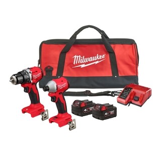 Image of Milwaukee Set Compacte Borstelloze Drill Driver M18 + Compacte Borstelloze Impact Drill M18