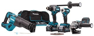 Image of Makita XGT 40 V Max Combiset boren, (slag)schroeven, slijpen en zagen DK0126G401
