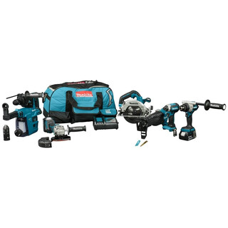 Image of Makita LXT 18 V Combiset Incl. (Slag)schroeven (Klop)boren Slijpen, Zagen, Multitool, 2x 50 Ah Accu's & Snellader In Tas