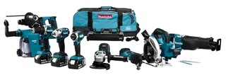 Image of Makita 18 V Combiset voor (slag)schroeven, (klop)boren, slijpen, zagen en monteren en met multitool DLX8026TW1