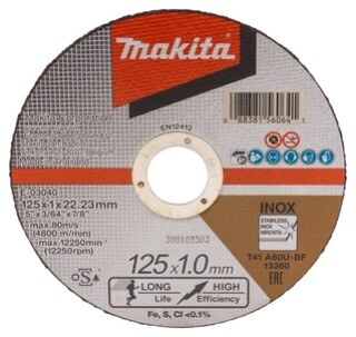 Image of Makita Doorslijps. 125X1.0Mm Rvs 12St E-03040-12