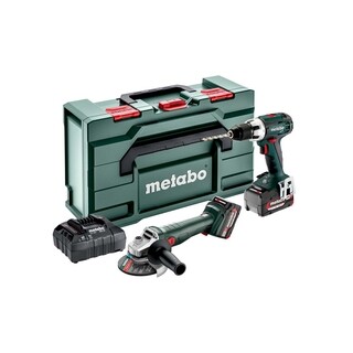 Image of Metabo Accu Combo Set 2.4.1 18V - Boorschroefmachine, Haakse Slijper, 2x 18V 4,0 Ah Accu's en Lader In Box