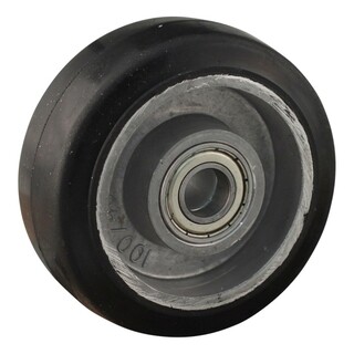 Image of Transportwiel (Los) Met Aluminium Velg, Zwarte Elastische Rubberen Band ± 68 Shore A