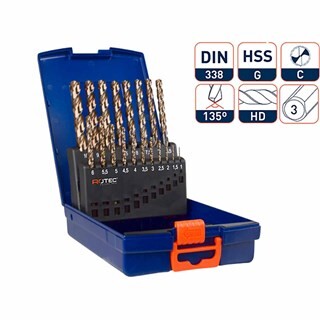 Image of Rotec Spiraalborenset '107', Din338, Uni-3, 19-Dlg, Ø1-10 Abs