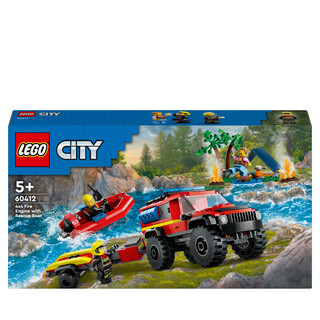 Image of LEGO City 60412 - 4x4 brandweerauto met reddingsboot