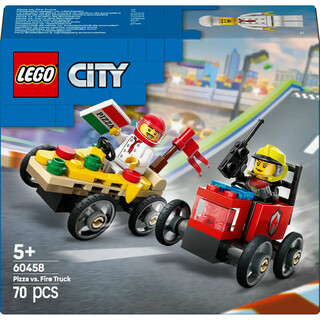 Image of Lego 60458 City Great Vehicles Pizza vs Fire Truck Race Car Pack