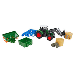 Image of Kids Globe 540479 - Tractor Met 8 Accessoires 1:24