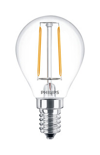 Image of Philips Filamentkaarslamp helder 25W Filament P45 E14