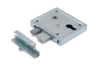 Image of Poortslot / Met Hefschoot / L+R Bruikbaar / 60 mm / Voor Profielcilinder / Zwart Kunststof