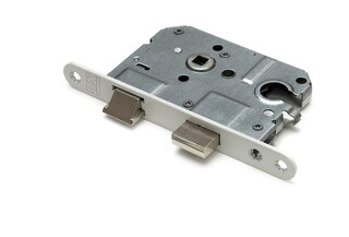 Image of Dag & Nachtslot / 50mm / Euro Cilinder / Ronde Voorplaat Wit / Rechthoekige Sluitplaat