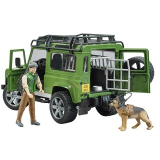 Image of Bruder 02587 - Land Rover Defender Station Wagon Met Boswachter En Hond 1:16