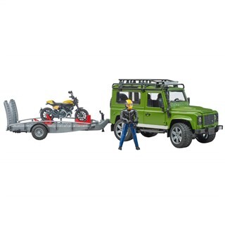 Image of Bruder 025892 - Land Rover Defender Met Trailer En Ducati 1:16