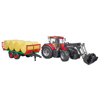 Image of Bruder 031985 - Case IH Optum 300 CVX Met Voorlader En Balenwagen 1:16