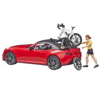 Image of Bruder 03485 - Roadster Met Racefiets En Fietser 1:16