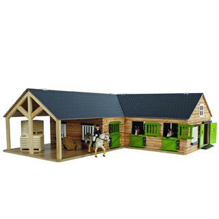 Image of Kids Globe Paardenstal met 3 boxen en berging 1:24