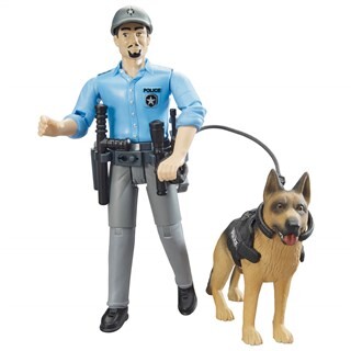Image of Bruder 621506 - Politieagent Met Hond 1:16