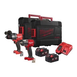 Image of Milwaukee M18  Powerpack set M18FPD3 + M18FMTIW2F12 + 2 accu's 5 Ah+ lader