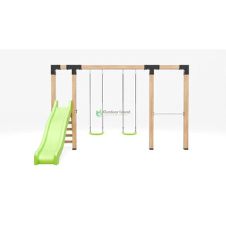 Image of Premium Schommel Dommel 400 CM Groen Duikelstang + Limoengroen Glijbaan