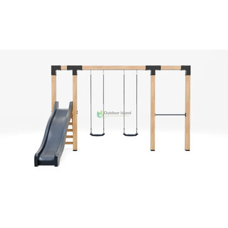 Image of Premium Schommel Dommel 400 CM Groen Duikelstang + Antraciet Glijbaan