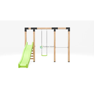 Image of Premium Schommel Dommel 300 CM Antraciet Duikelstang + Limoengroen Glijbaan