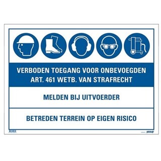 Image of Pickup Bord - Verboden Toegang voor Onbevoegden - 700 x 500 MM