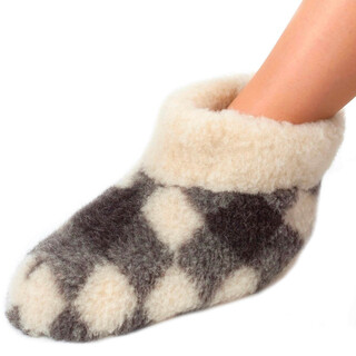 Image of Woolwarmer Sloffen Wol Geblokt Maat 40