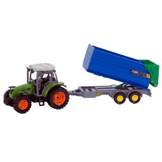 Image of Dutch Farm Serie Tractor groen + Trailer 1:32