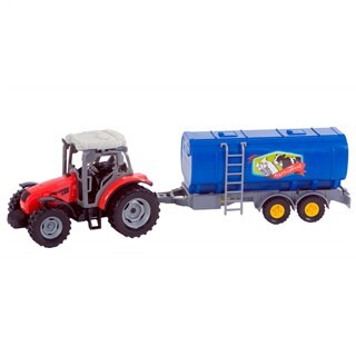 Image of Dutch Farm Serie Tractor rood + Trailer 1:32