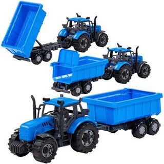 Image of Farmer Tractor Blue Trailer
