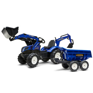 Image of Falk New Holland T8 Met Frontlader, Graafmachine En Aanhanger