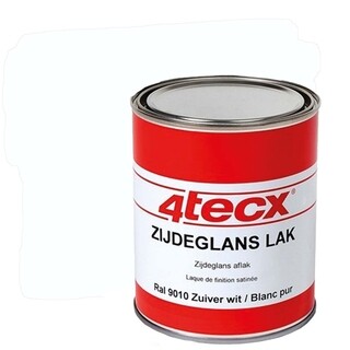 Image of 4Tecx Aflakverf Zijdeglans - 9010 Zuiver Wit - 0,75 Liter