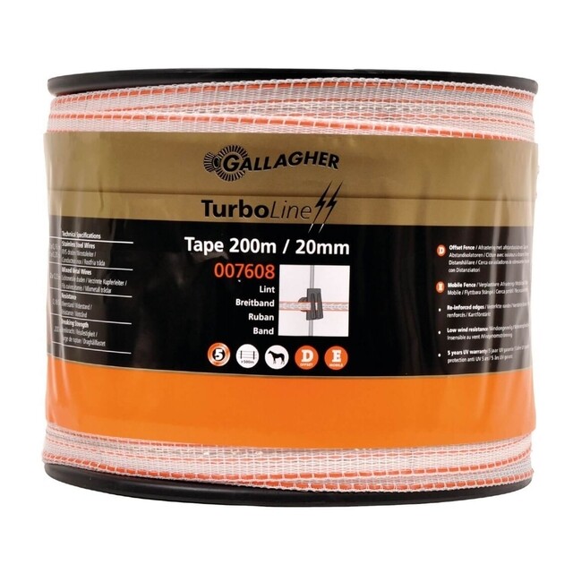 Product image 1 of Gallagher Schriklint TurboLine (20 MM / Wit) - 200 Meter