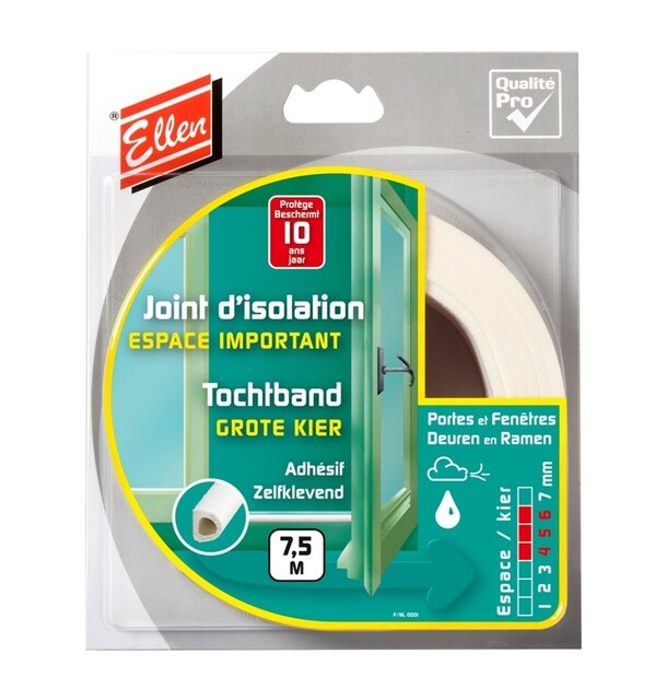 Product image 1 of Ellen Tochtband D-Profiel Wit 7.5 meter - Voor alle typen deuren en ramen