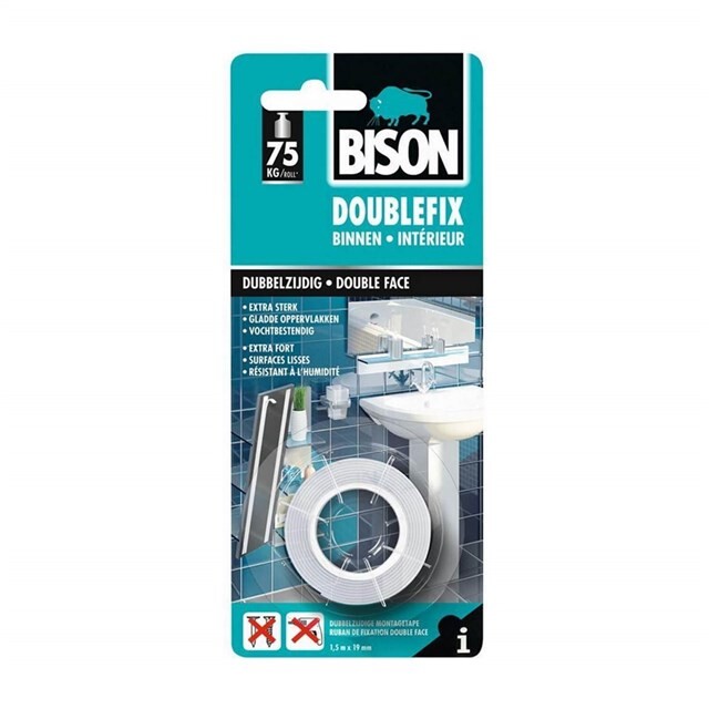 Product image 1 of Bison Dubbel Fix 1,5 m x19 mm Wit