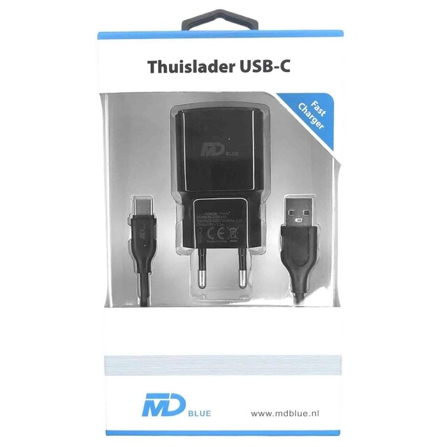 Product image 1 of MD BLUE Huisstekker Set + 1 meter USB-C Laadkabel