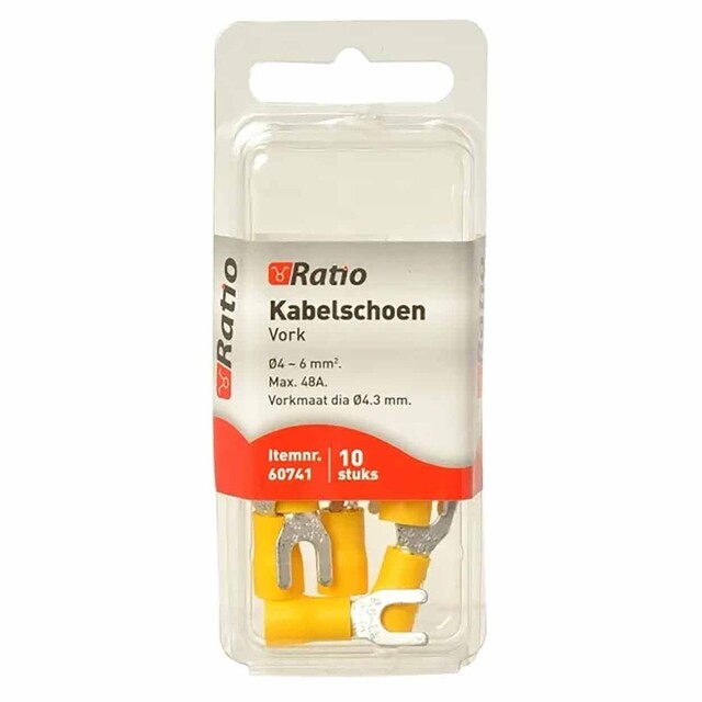 Product image 1 of Kabelschoen vork BM=4mm 4-6mm² - 10st in blister