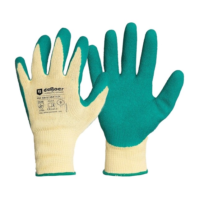 Product image 1 of De Boer Werkhandschoenen Pro Grip Flex 628-32 PE / Latex Groen - maat L/9