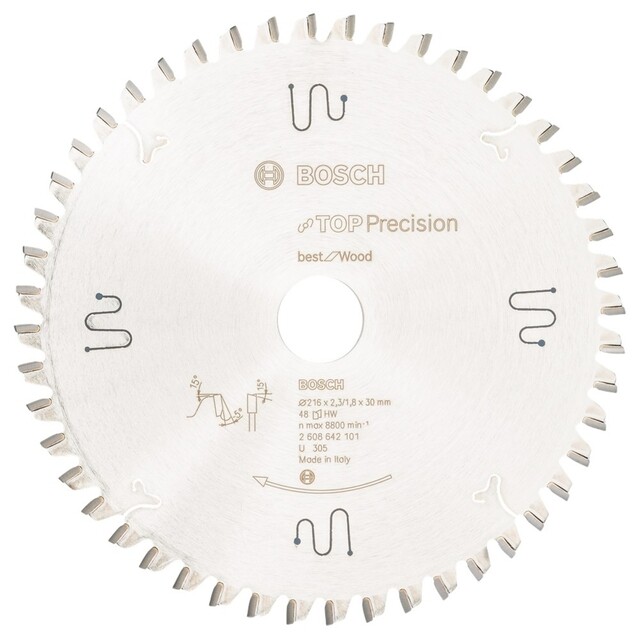 Product image 1 of Bosch Cirkelzaagblad Top Precision Hout 216 x 30 x 2,3 mm 48 Tands