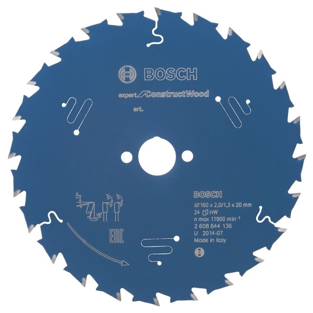 Product image 1 of Bosch Cirkelzaagblad Expert Hout 160 x 20 x 2 mm 24 Tands