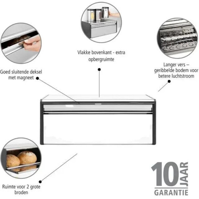 Product image 1 of Brabantia Broodtrommel + klepdeksel - Brilliant Steel