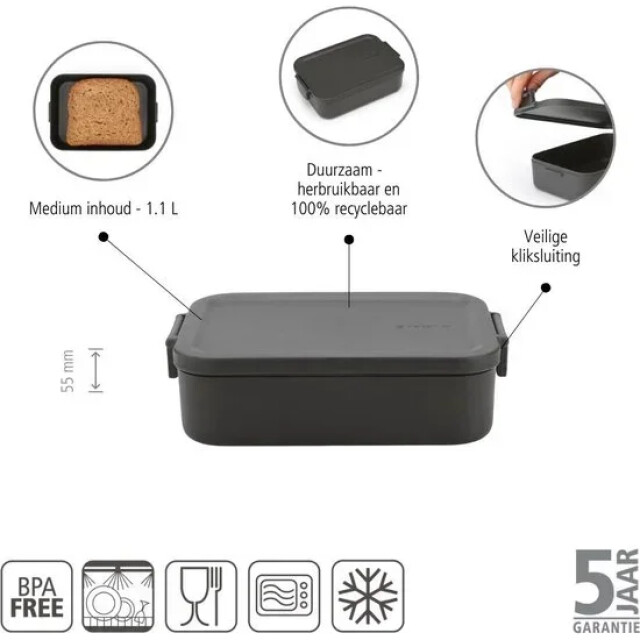 Product image 1 of Brabantia Make & Take Lunchbox - Medium - Kunststof - Donker Grijs