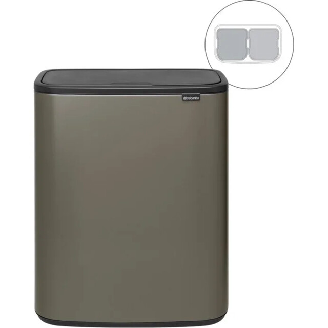 Product image 1 of Brabantia Bo Touch Bin Prullenbak - 2 x 30 liter - Afvalscheiding - Platinum