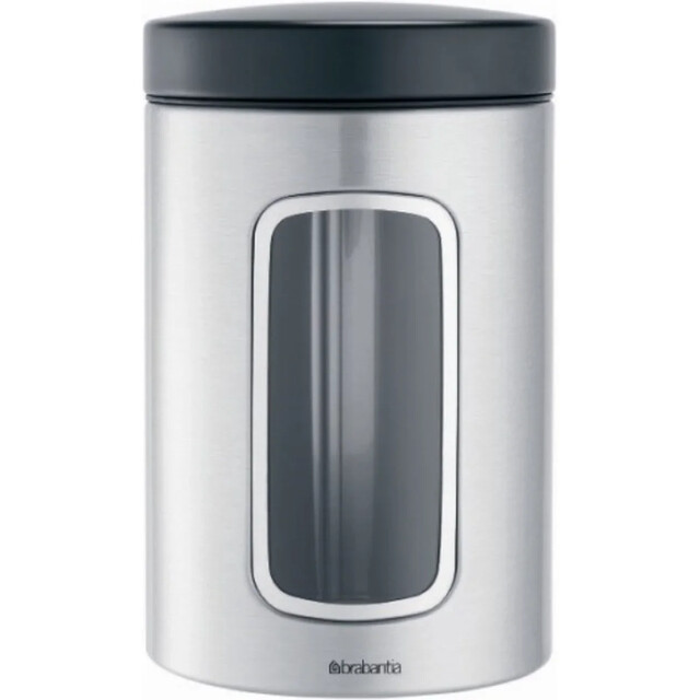 Product image 1 of Brabantia Vensterbus 1,4 liter met Matt Black deksel, Matt Steel Fingerprint Proof