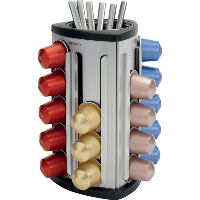 Product image 1 of Brabantia Capsulehouder - met Uitneembaar Bakje - Matt Steel - Geschikt voor Nespresso koffiecups