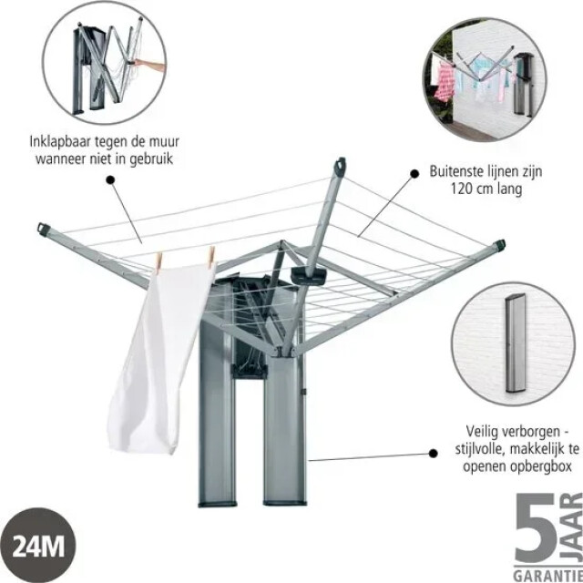 Product image 1 of Brabantia WallFix Wanddroger + Opberg-/Beschermbox - 24 m - Grijs