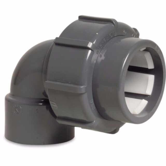 Product image 1 of FlexFit Knie 90° PVC-U 63 mm knel x lijmmof grijs